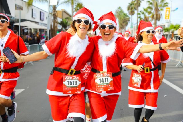 Having fun at the Santa Run