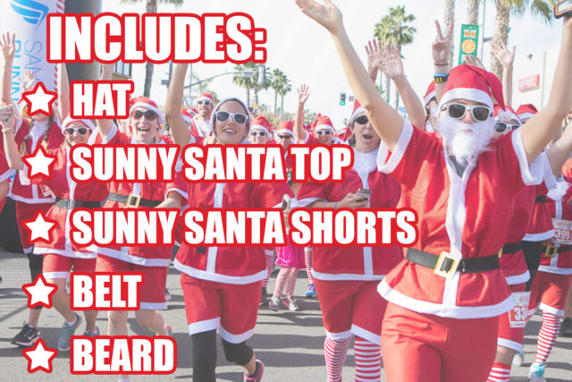 Santa Run Includes Hat, Sunny Santa Top, Sunny Santa Shorts, Belt, Beard